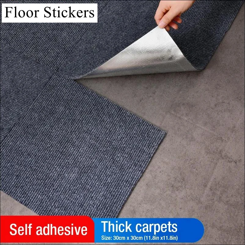 2024 New Square Splicing Carpet DIY Self-adhesive Home Mat 30x30Cm Bedroom Kitchen Anti-slip Silent Tile Carpet