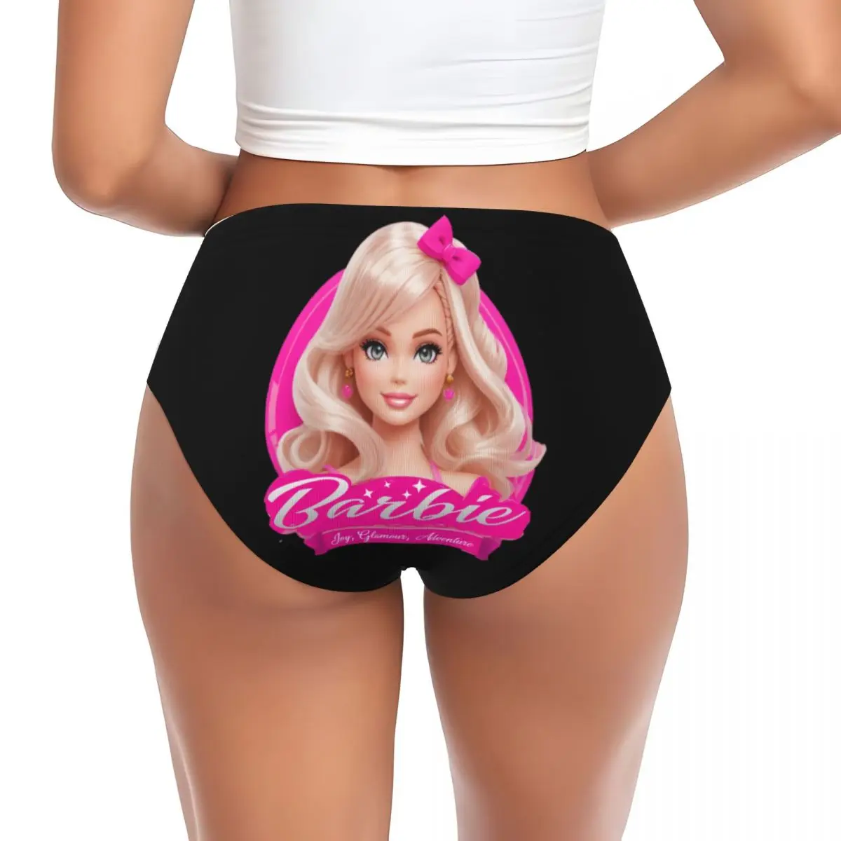 Custom Cartoon Barbie Girl Brief Panties Womens Breathable Stretch Underwear