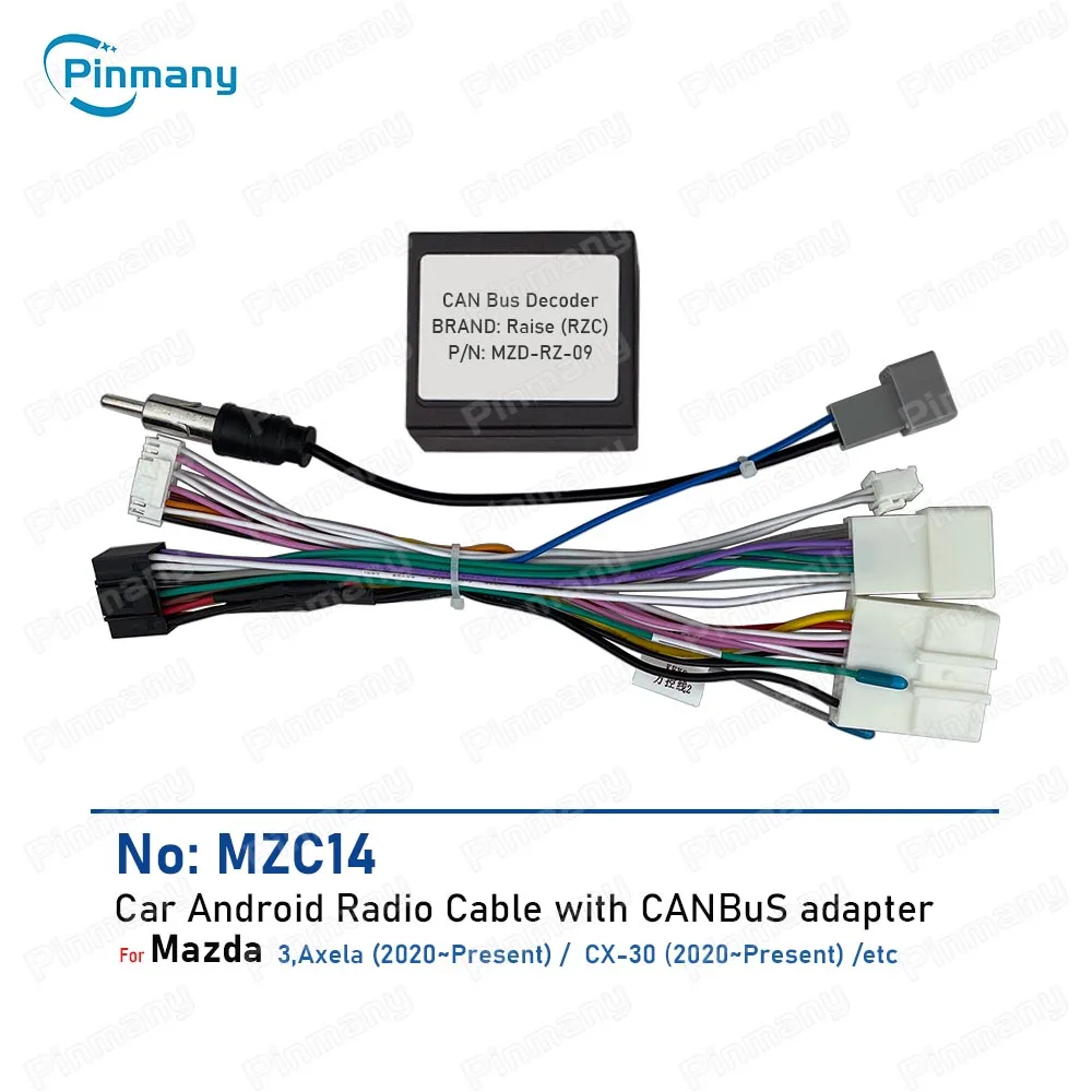 

Car Radio Cable Connector android Head unit CAN Bus Decoder for 2020 Mazda 3 Axela CX-3 Power Wiring Harness socket plug adapter