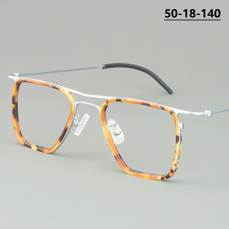 Pure Titanium Square Glasses Frame Men Women Handmade Double Beam Eyeglasses Ultra-Light 7g Fashion Screwless Spectacles Eyewear