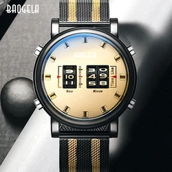 BAOGELA NEW Military Sport Watches Men Roller Quartz Watch Luxury Waterproof Stainless Steel Wristwatch Man Relogio Mascilino