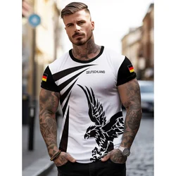 3D Printed Football Uniform Germany T-Shirt For Men German Flag Pattern Tees Summer O-Neck Tops Unisex T Shirts Short Sleeves