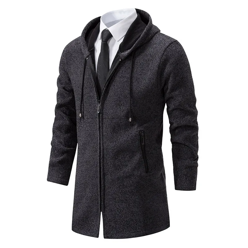 

Winter Men's Thickened Hoodies Jacket Long Sleeve Sweatshirts Cardigan Streetwear Solid Color Tops Outdoor Warm Zipper Overcoat