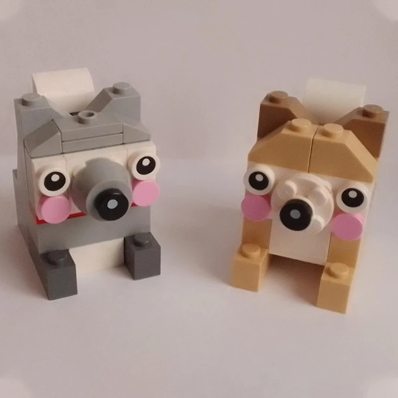 

65 шт. MOC собаки пара модульные строительные блоки DIY модель сборки креативная игрушка дисплей коллекционный строительный набор для детей