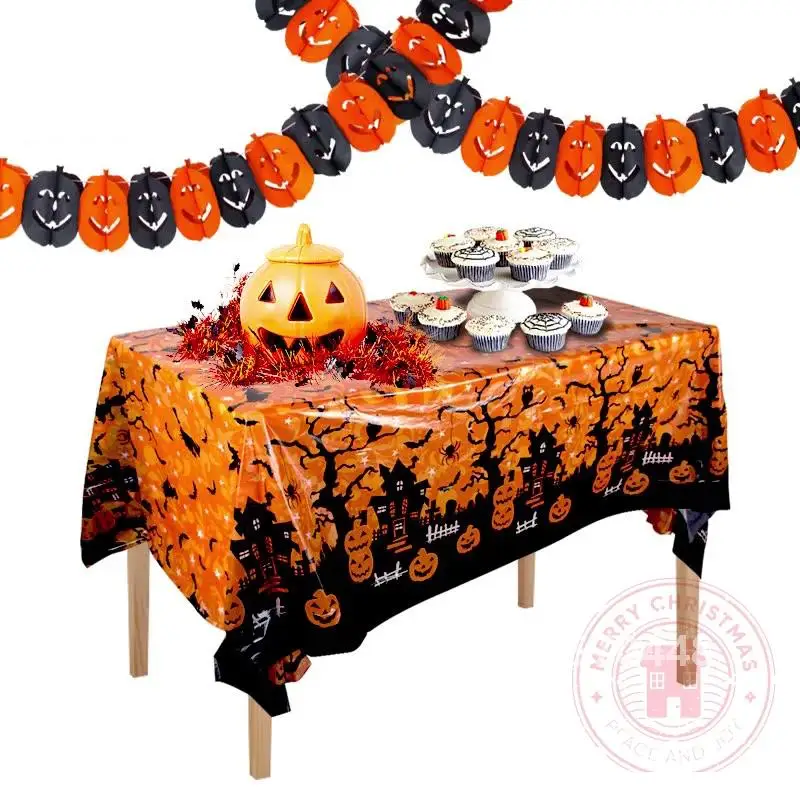 220cm×130cm Christmas Halloween Tablecloth Party Activities Family Parti Decoration Spider Snowman Pumpkin Pattern Tablecloth