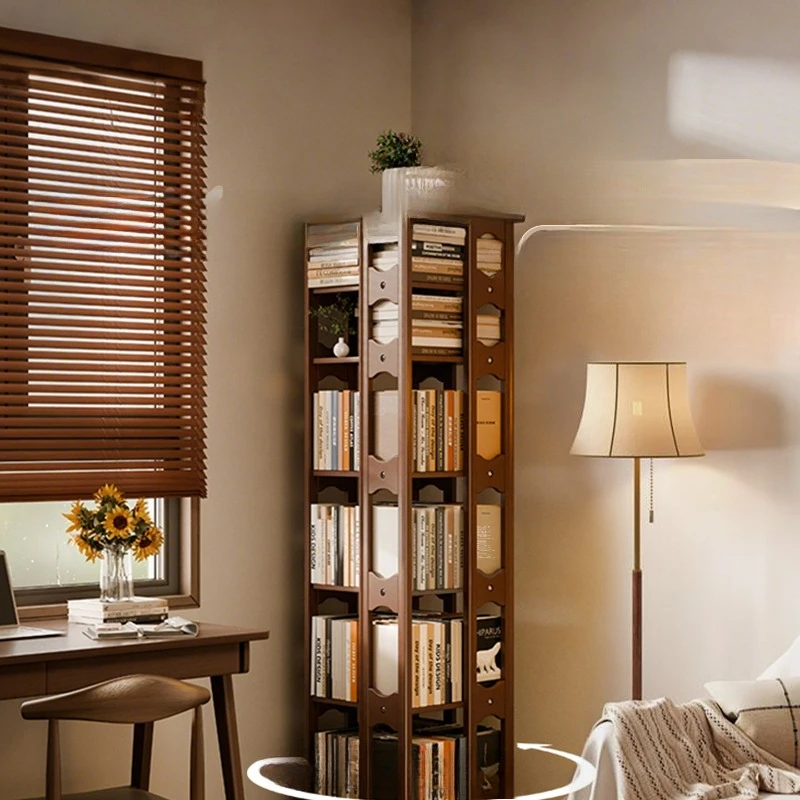 

Pure solid wood rotating bookshelf, multi-layer storage bookcase, children's and students' study room against the wall