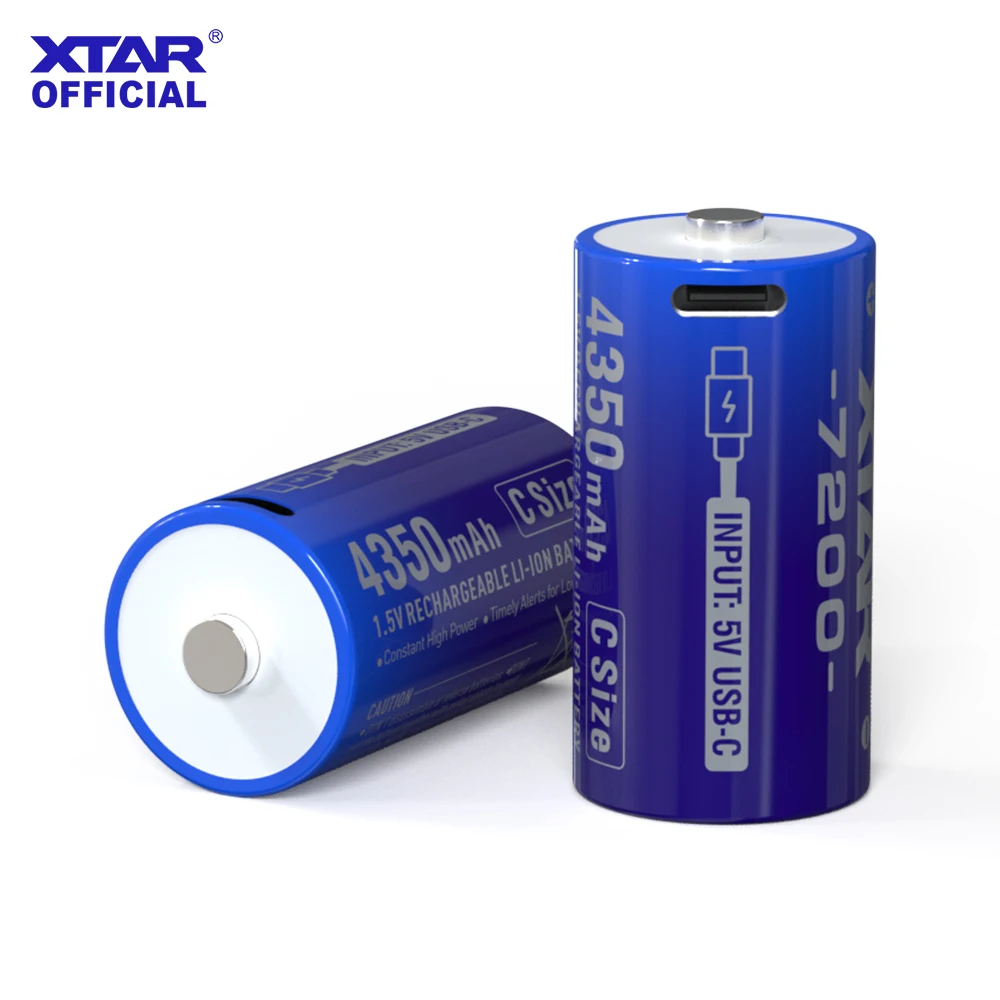 XTAR 1.5V CLR 7200 C-size USB-C Battery 4350mWh 2.5A 3H Fast Charge 1500 Cycles Multi-Protection Wide Temp for Baby Swing