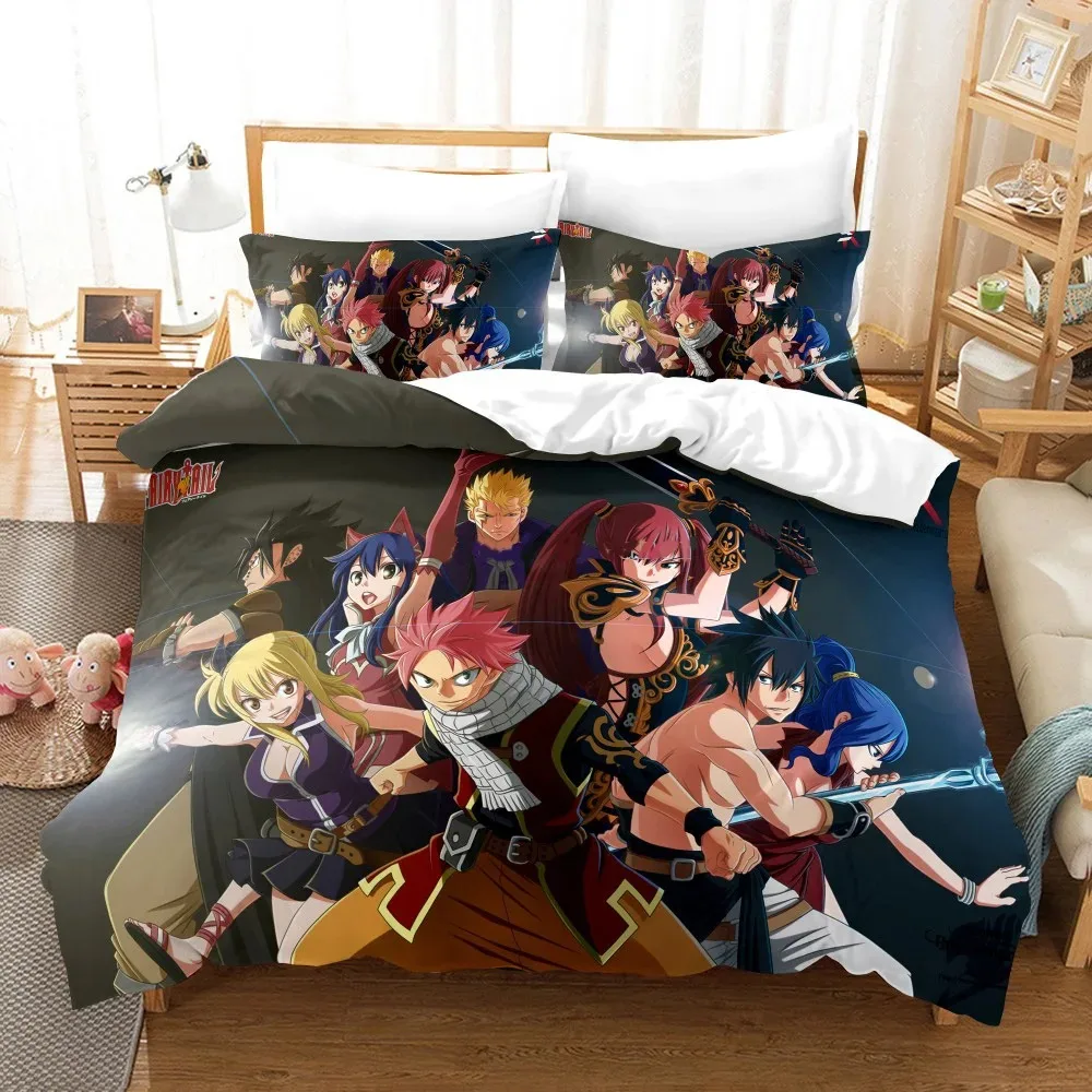 

3D Print Anime Fairy Tail Logo Natsu Bedding Set Boys Girls Twin Queen Size Duvet Cover Pillowcase Bed Kids Adult Home Textiles