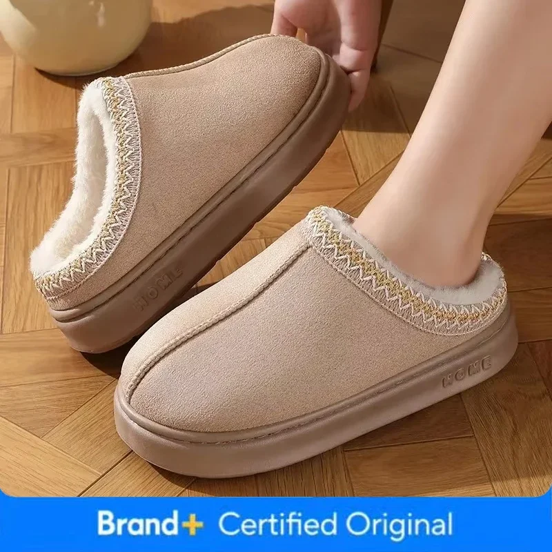 

Новые модные пушистые женские тапочки на платформе, зима 2020, теплая плюшевая хлопковая обувь, женские удобные нескользящие домашние тапочки унисекс