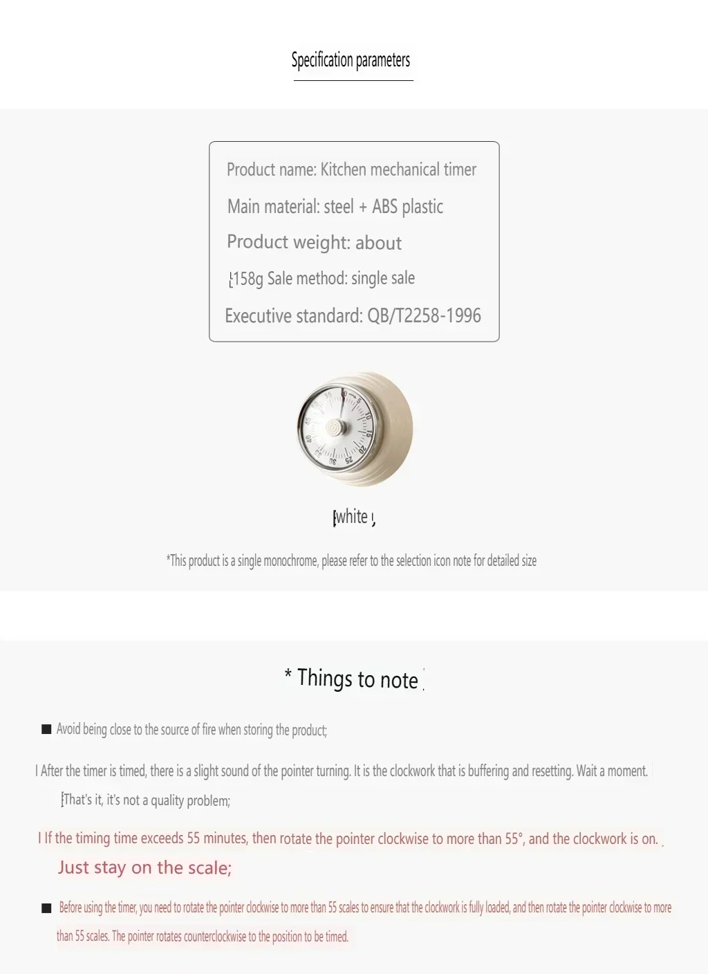 مؤقت ميكانيكي للمطبخ، توقيت الطبخ، تذكير، إدارة الوقت البصري، ساعة منبه تعلم العد التنازلي، شفط مغناطيسي #6