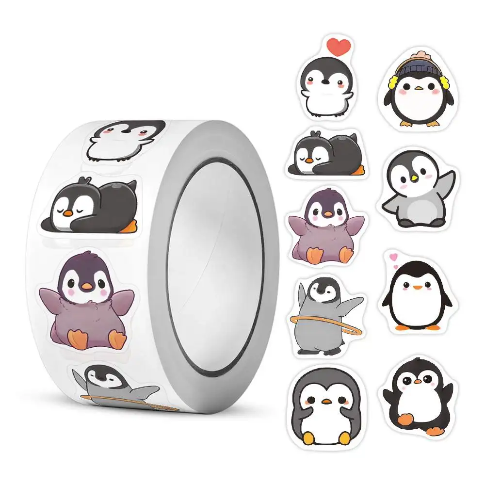 500 pegatinas de pingüino pequeño para suministros, bonitas pegatinas redondas para suministros de profesores para el aula, pegatinas motivacionales de 10 diseños
