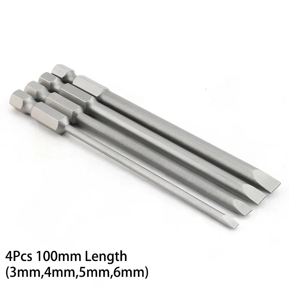 Imagem -05 - Slotted Screwdriver Bit 100 mm Mm6 mm Cabeça Plana Magnética Hex Shank Chave de Parafuso Ferramentas de Reparação Hand Acessórios Pcs