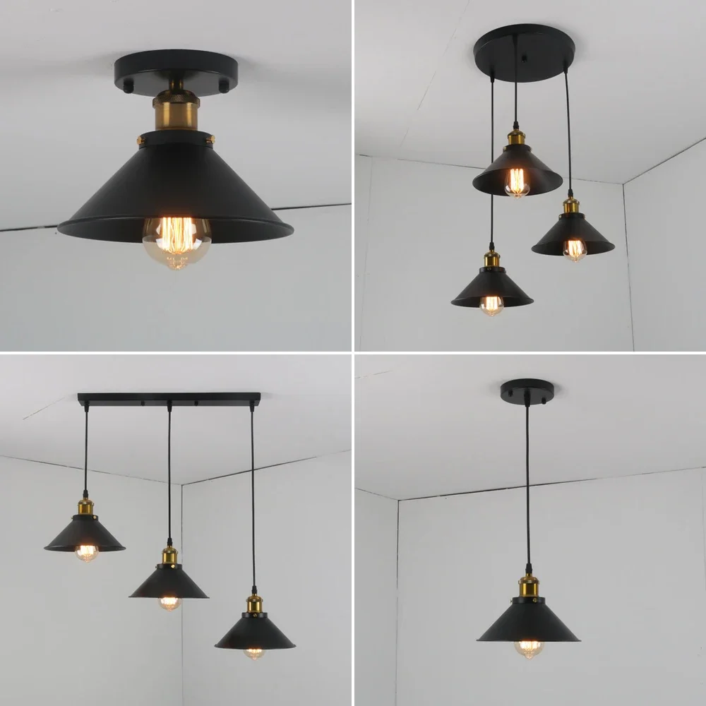 E27 Vintage Pendant Light Loft Retro Chandelier Pendant Lamp Metal  Fixture village  Edison Home Lighting Ceiling Light