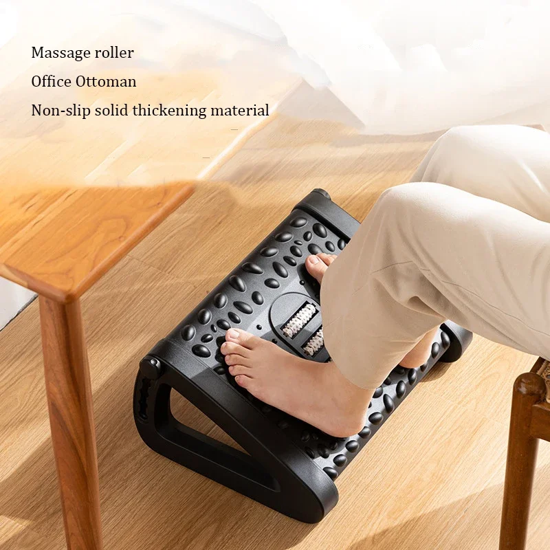 Portable Foot Rest Ergonomic Office Footrest Under Desk Feet Stool for Home Office Work Foot Resting Stool with Massage Rollers