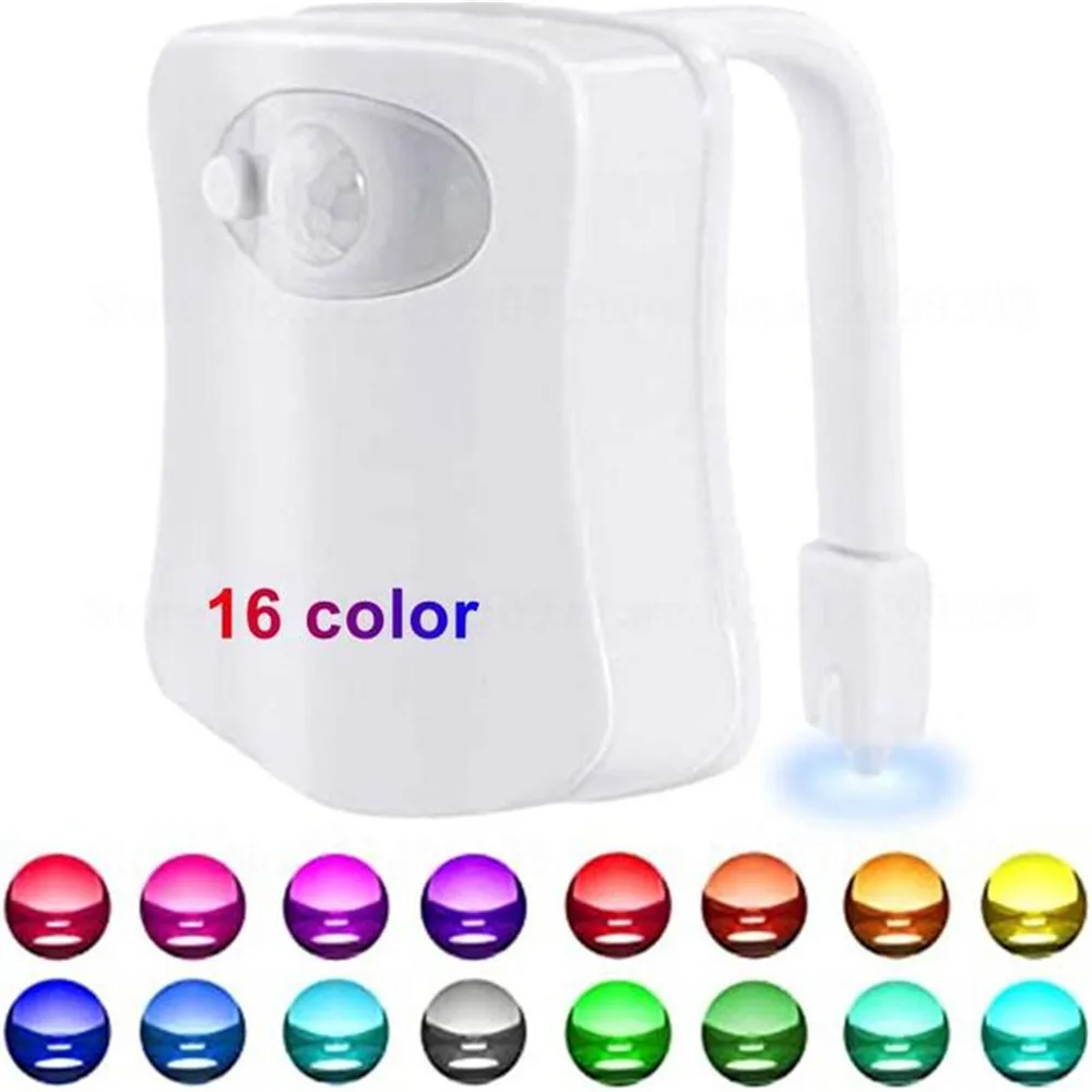 16 Colors Toilet Seat Night Light Smart PIR Motion Sensor LED Washroom Lamp WC Toilet Light Waterproof Backlight for Toilet Bowl