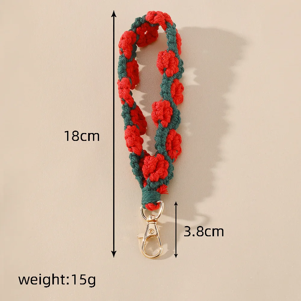 Flower rose pendant keychain worn on the wrist Bohemian hand woven flower keychain bag pendant decoration