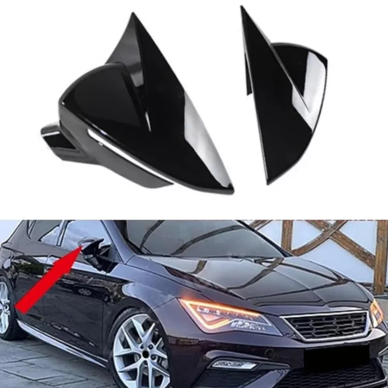 For Seat Leon MK3 MK3.5 5F ST FR Cupra 2013-2019 Black Wing Mirror Covers Rearview Mirror Case Cover Gloss Black