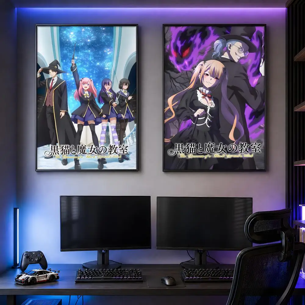 Manga Classroom Black Cat Witch Poster PP Self Adhesive Modern Decorative HD for Garage gaming room living room Gift