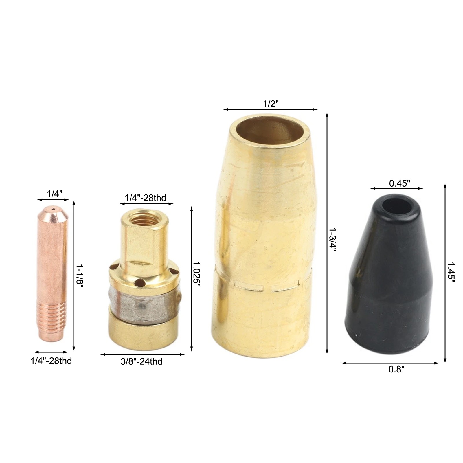 25PCS Replacement Parts Kit for Miller MIG Torch Including Gasless Nozzle 226190 770487 Gas Nozzle 169715 770404 Diffuser 169716