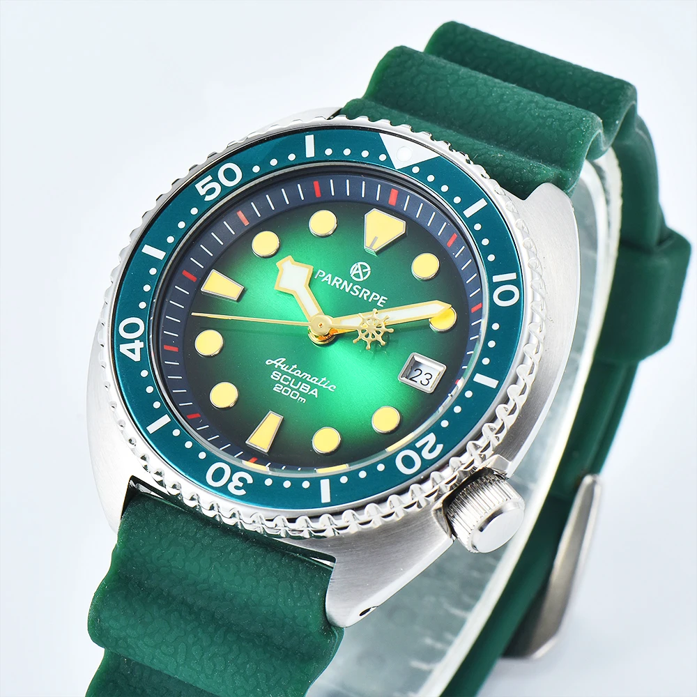 Parnsrpe - Luxury classic 45mm large abalone green sunstripe men\'s watch NH36A waterproof stainless steel case sapphire