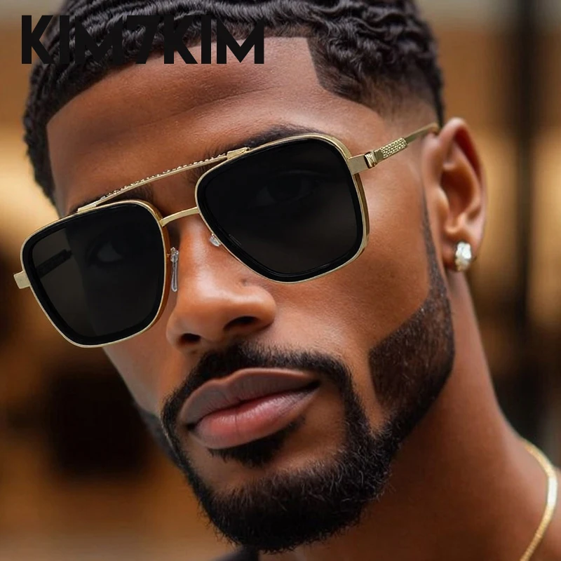 

Steampunk Classic Square Sunglasses Men 2025 Luxury Brand Metal Frame Double Beam Sunglass Trendy Outdoor Eyewear UV400 Shades