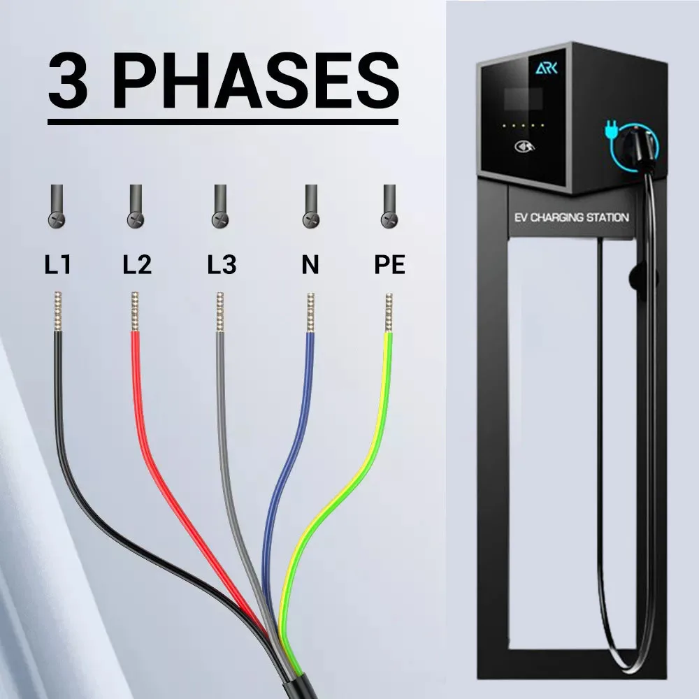 22kw Level 2 EV station charging ocpp smart wallbox 3 phase ev charger ccs type 2 european with IEC 62196 charging outlet