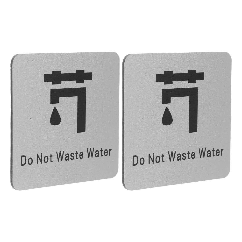 2 Buah Stiker Perekat Sendiri Tanda Penghemat Air Aluminium untuk Wastafel Dapur Kamar Mandi Tanda Peringatan Tempel