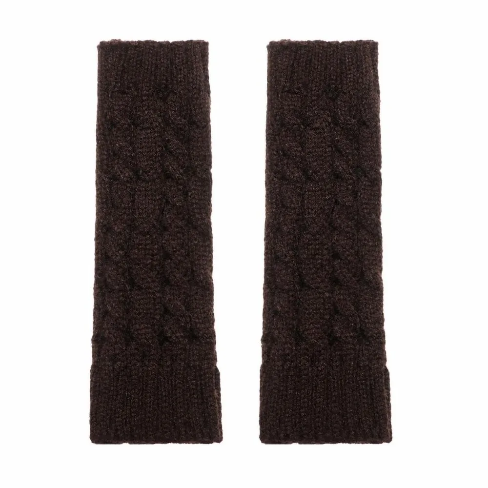 Women Girls Arm Warmers Fingerless Gloves Twist Elastic Button Mitten Thick Warm Long Knitted Gloves