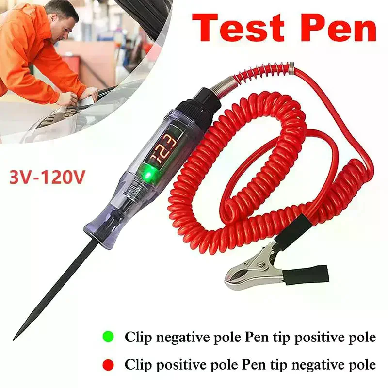 3V 120V Voltage Circuit Tester Digital Probe Pen with LED Display Quick Electrical Fault Detection Tool for Car and Home Use
