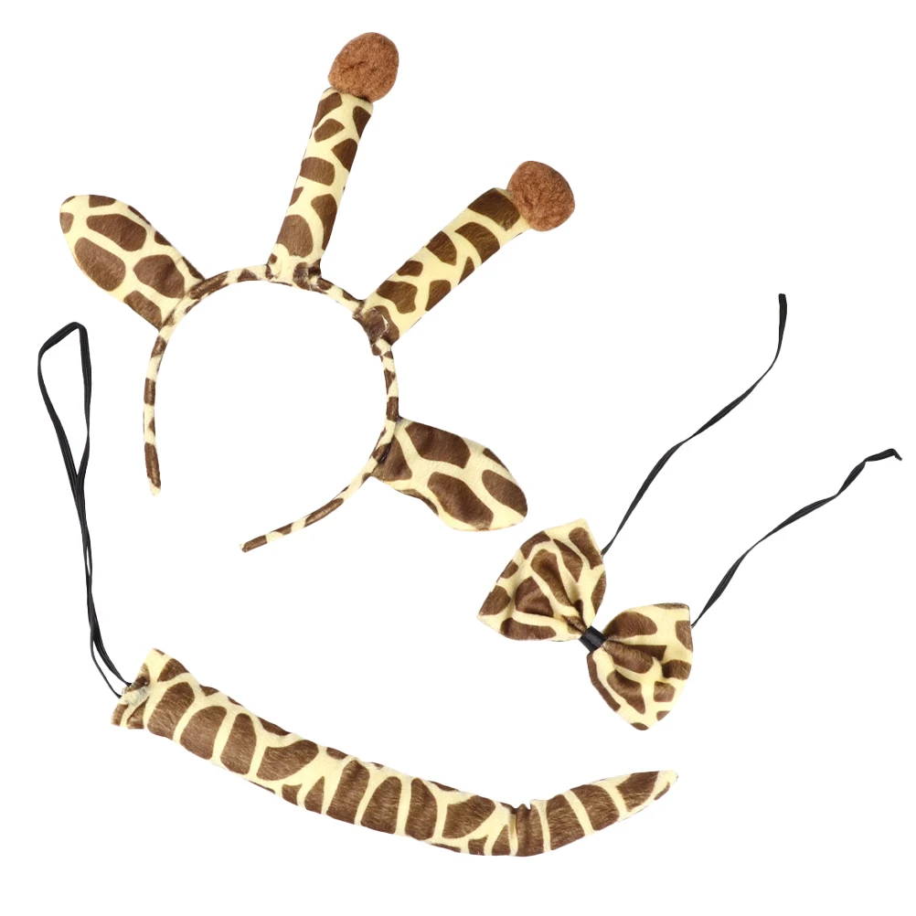 

1 set Giraffe Headdress Set Animal Headbands Kids Costume Accessories Adorable Tail Ears Hair Hoops Party Photos Prop Halloween
