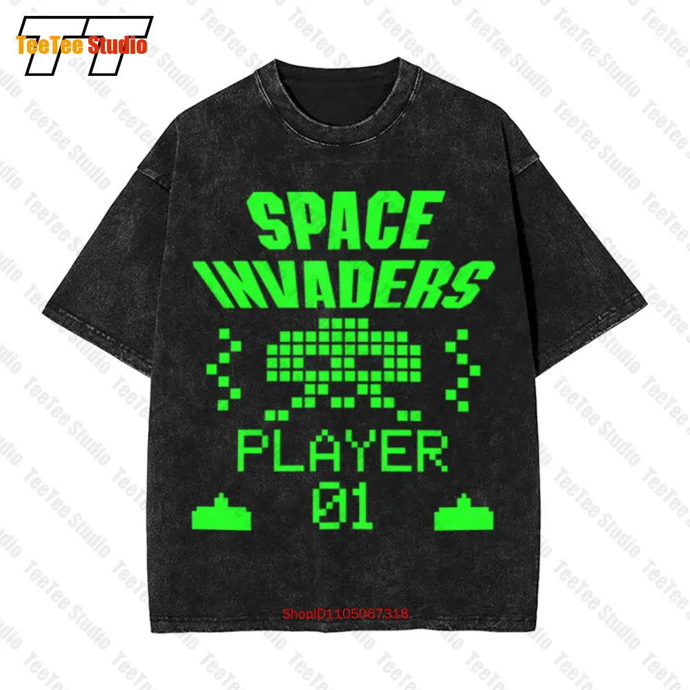 Space Invaders Alien Player One Taito Pixel Vintage Oversized T-Shirt N2TK