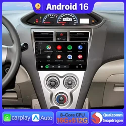 Android 16 Car Radio Carplay Auto For Toyota Vios Yaris 2007 2008 2009 - 2013 Multimedia 2 Din Head Unit Player GPS Video Stereo