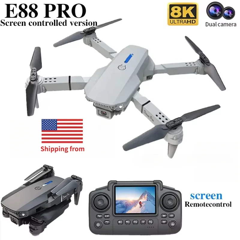 

E88 Pro RC Drone 8K Professional с широкоугольным HD-камерой 1080P, управление экраном, складной вертолет, WIFI, FPV, удержание высоты