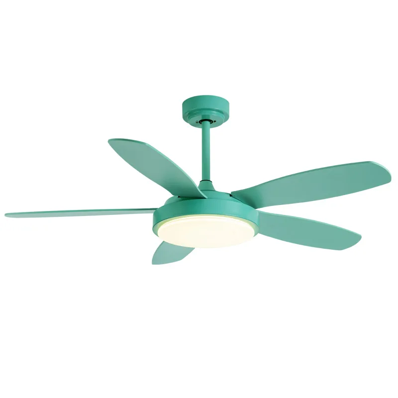 Solid wood fan light simple modern home living room dining room ceiling fan light frequency conversion silent