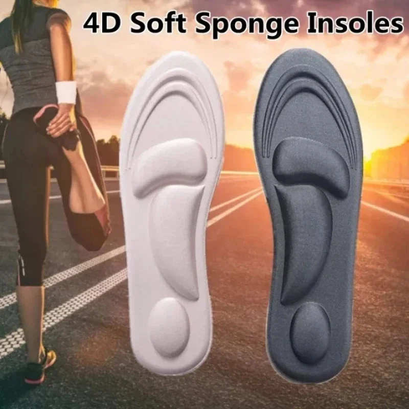 1Pair 4D Massage Insoles Memory Foam Cushion Orthopedic Pain Relief Sponge Pad Sports Shoe Pads Men Women Flat Feet Arch Insole