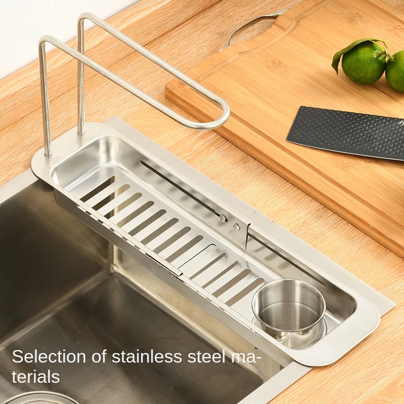 Sink Drain Shelf Stainless Steel Multifunctional Kitchen Sink Organizer Household Storage Shelf Drying Rack Kitchen Utensils