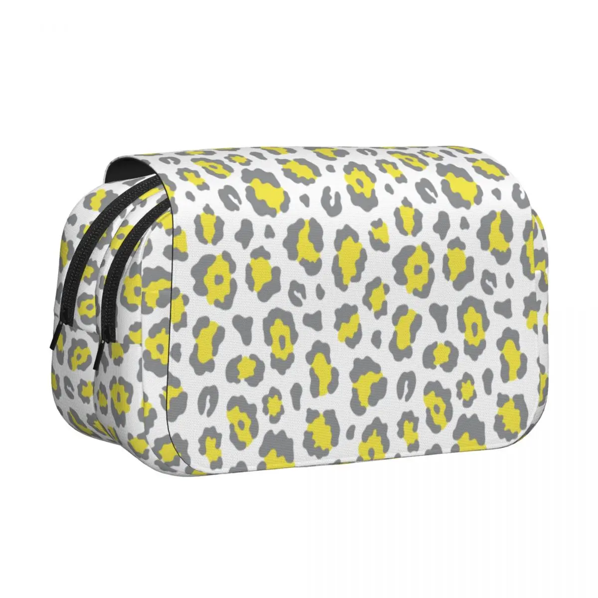 Leopard Animal Fur Printing Double Clamshell Pen Case Pencilcases Pen Box for Student Bag School Supplies Zipper Stationery