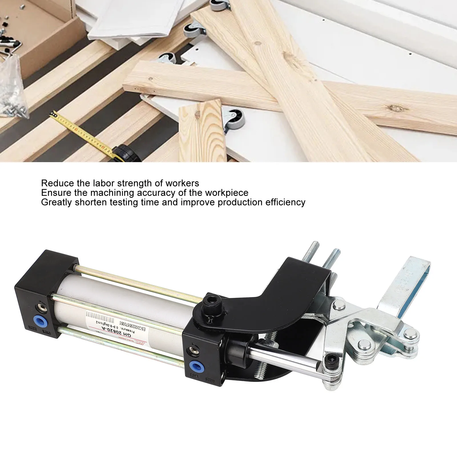 Pneumatic Hold Down Clamp 80 Degree Opening 100Kg Clamping Force G1/8In Hot Rolled Steel Plate Cylinder Pneumatic Fixture