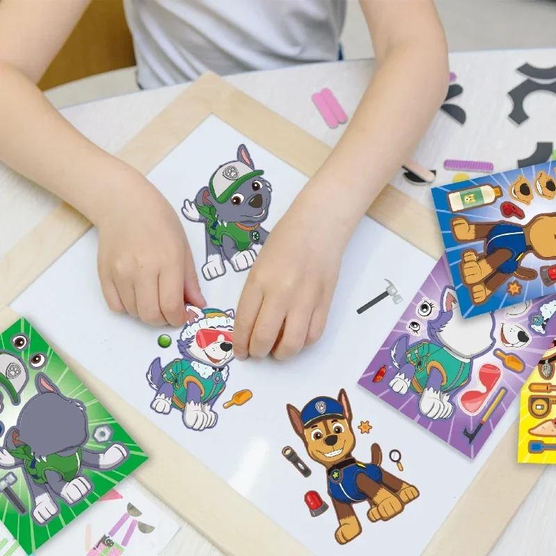 8pcs Paw Patrol Anime Patrol Canine Puzzle Stickers Cartoon Parent-child Interactive Jigsaw Booklet DIY Sticker Kids Toy Gifts