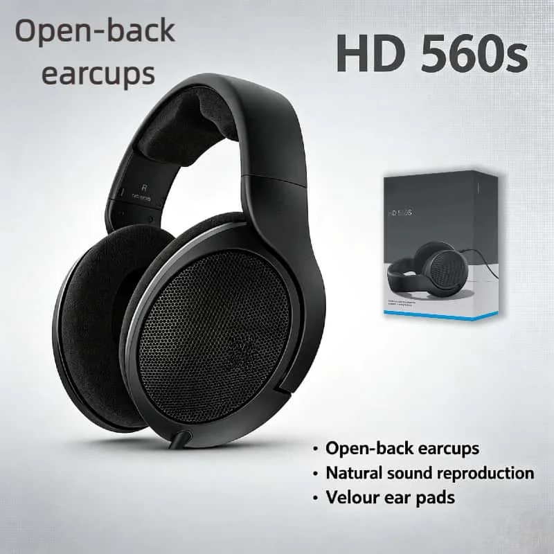 HD 560S Over Ear Headphones Open Back Design Neutral Frequency Response Sound Field Original Detachable Cable 3m Wired