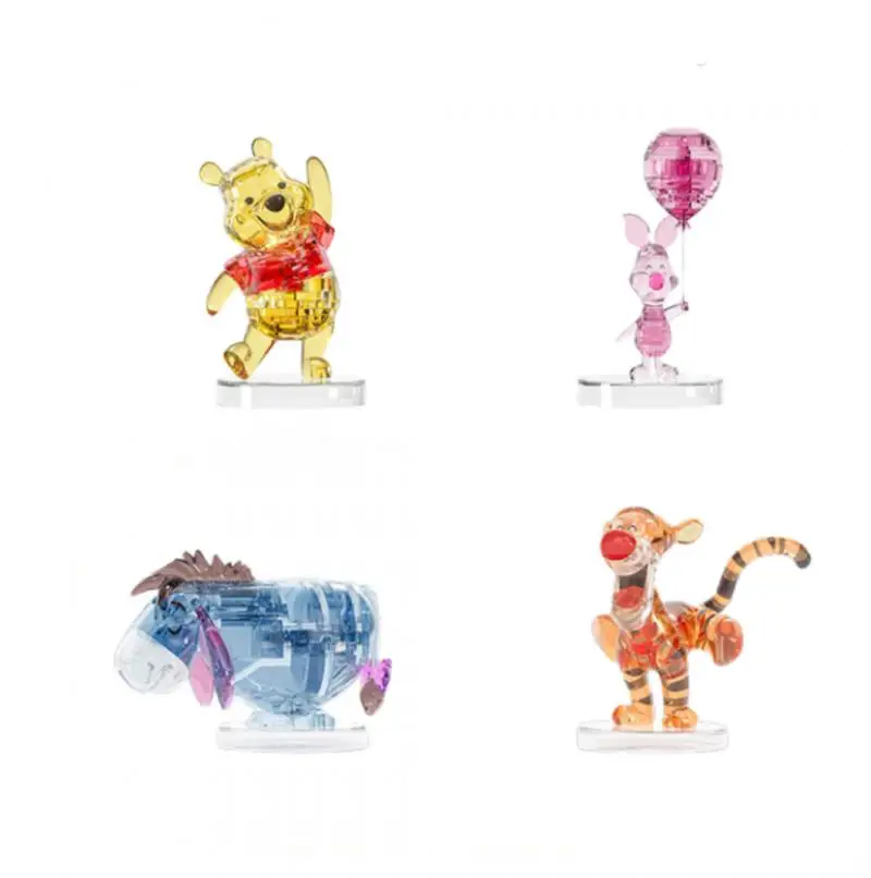 Disney Building Blocks Pooh Bear Ornaments maialino Gaule bambino giocattolo trasparente Puzzle ornamenti per bambole ragazza Crystal Figure Gift