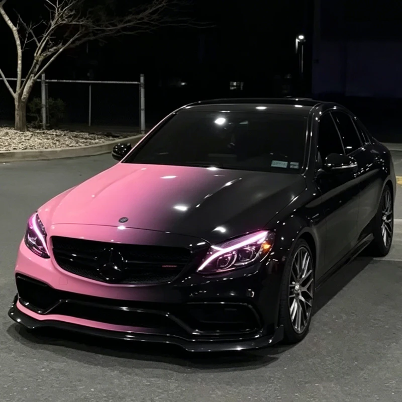 Hot Sale 1.52*18M Black Pink Gradient Car Wrap Vinyl Color Changing Custom Vehicle Body Vinyl Film
