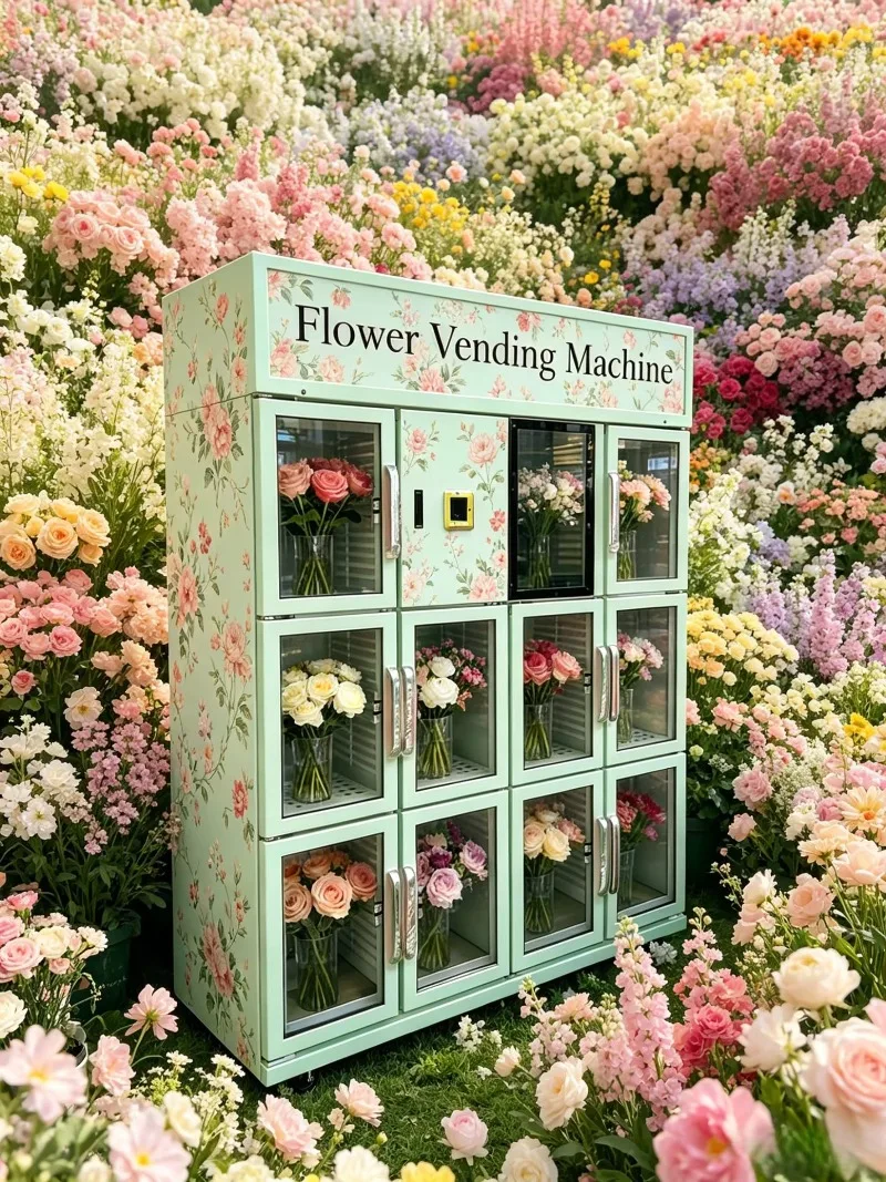 Fresh Flower Bouquet Vending Locker Machine Refrigerated 24 Hours Retail Vending Equipment