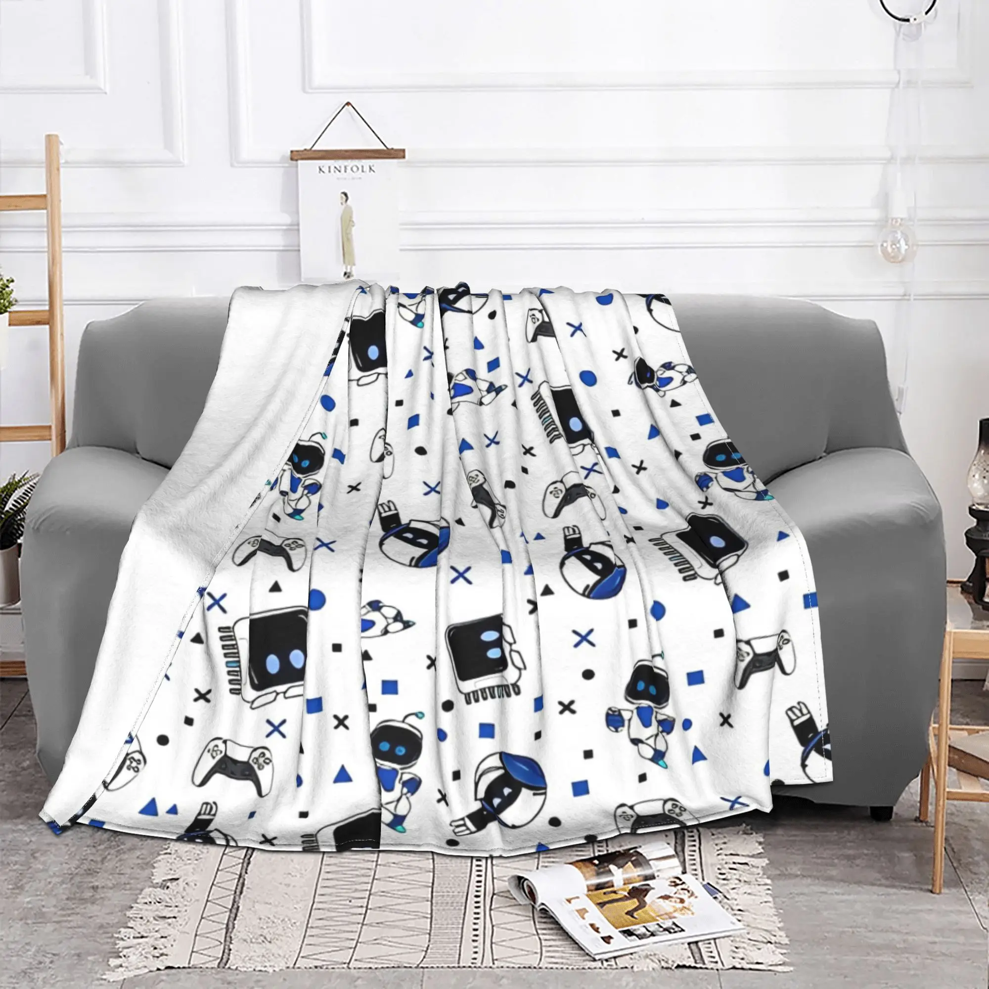 Astrobot and Friends Blanket  Fleece Throw Blankets Summer Air Conditioning Decoration Soft Warm Bedspreads