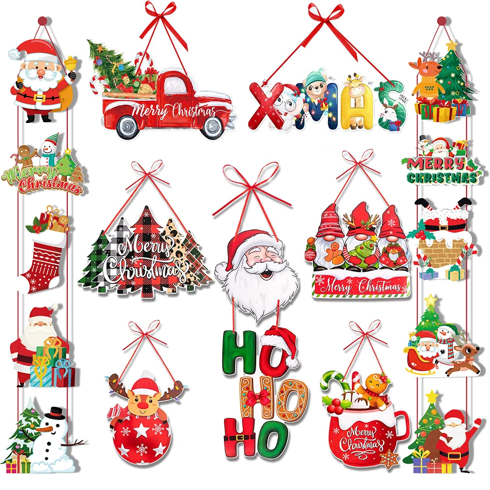 Christmas Porch Sign Decoration Door Hanging Garland Backdrop Door Banner Decoration For Christmas Xmas Holiday Party Supplies