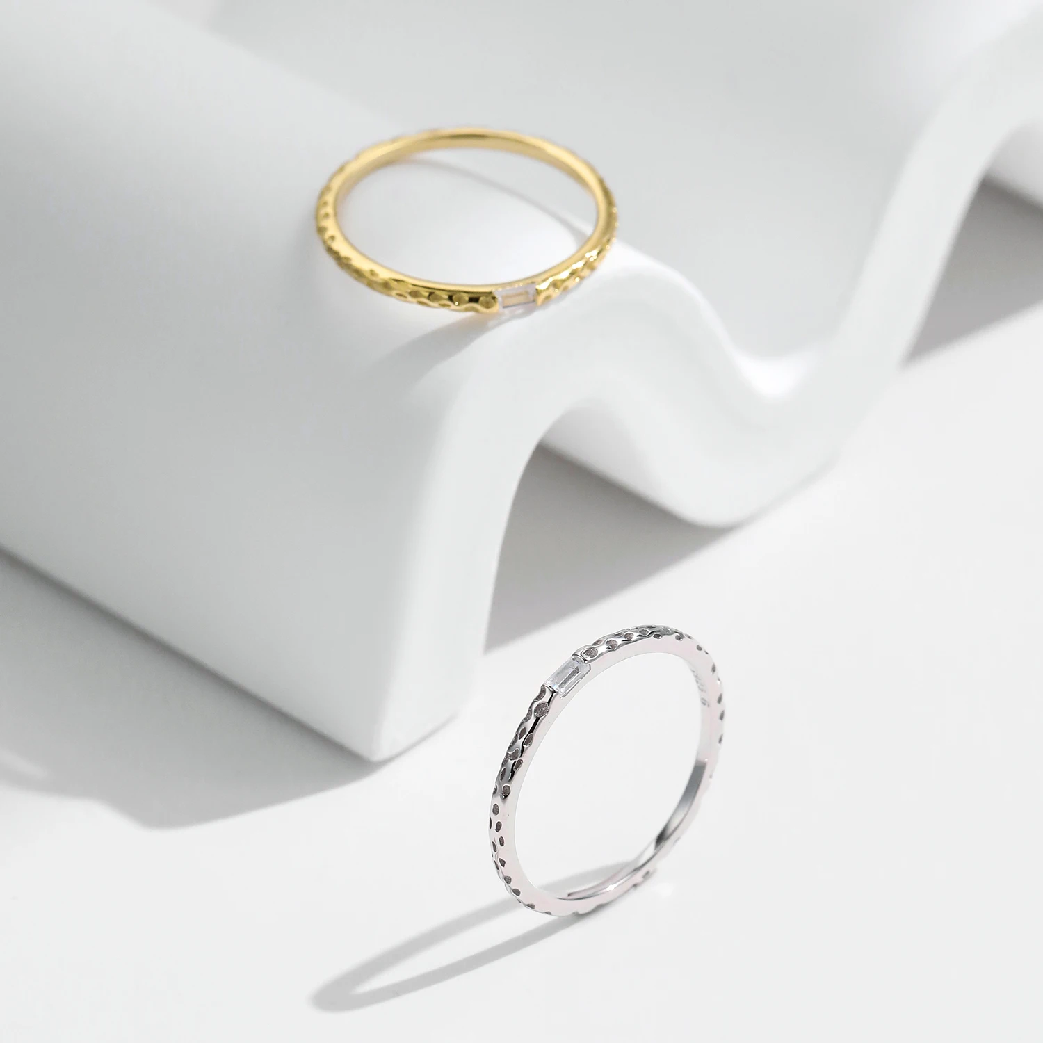 MODIAN 925 Sterling Silver Concave And Convex Metal Texture Rings For Women Fashion Pattern Thumb Rings Gold Color Fine Jewelry