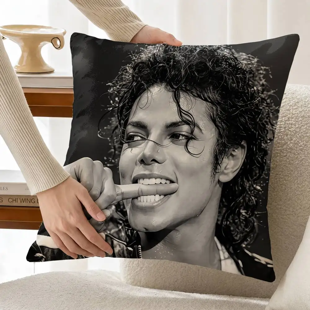 M-Michael J-Jackson MJ K-King of Pop Customizable Square Cushion Cover Double Sided Print Pillow Case
