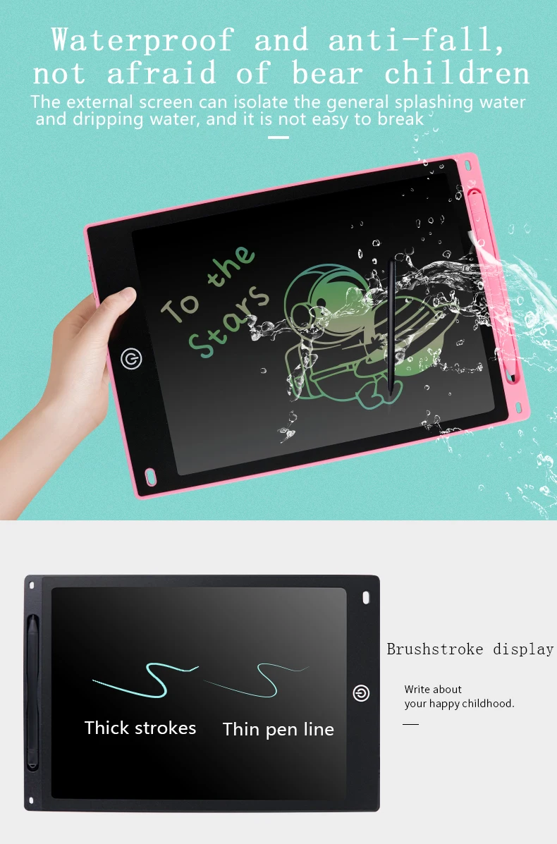 Tablet de escrita LCD para crianças, brinquedos infantis, ferramenta de pintura, desenho eletrônico, prancheta fina, presente educacional para menino, 10 polegadas, 12 polegadas