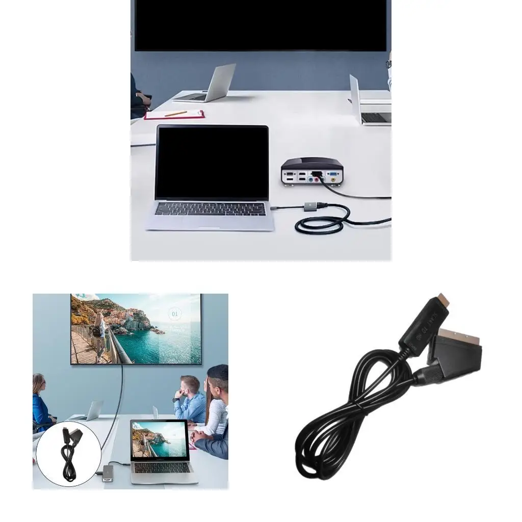 

652F SCART to HDTV Port Converter Cable Easily AV Conversion Line Enjoy Better Home Theater Experience