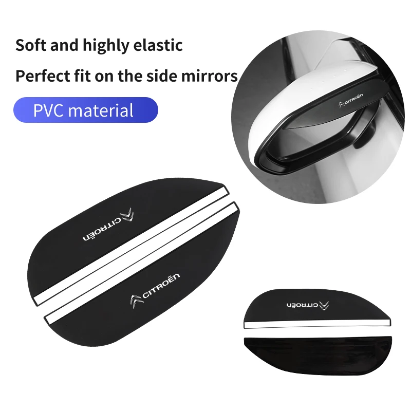 2Pcs Car Rearview Mirror Rain Eyebrow Rainproof Shield Accessories For Citroen C4 C3 C5 C5X e-C4 X e-C3 C-Crosser C-Elysee C1